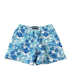 Vilebrequin Blue White ST Tropez Floral Lined Mens Swimtrunk Size Large